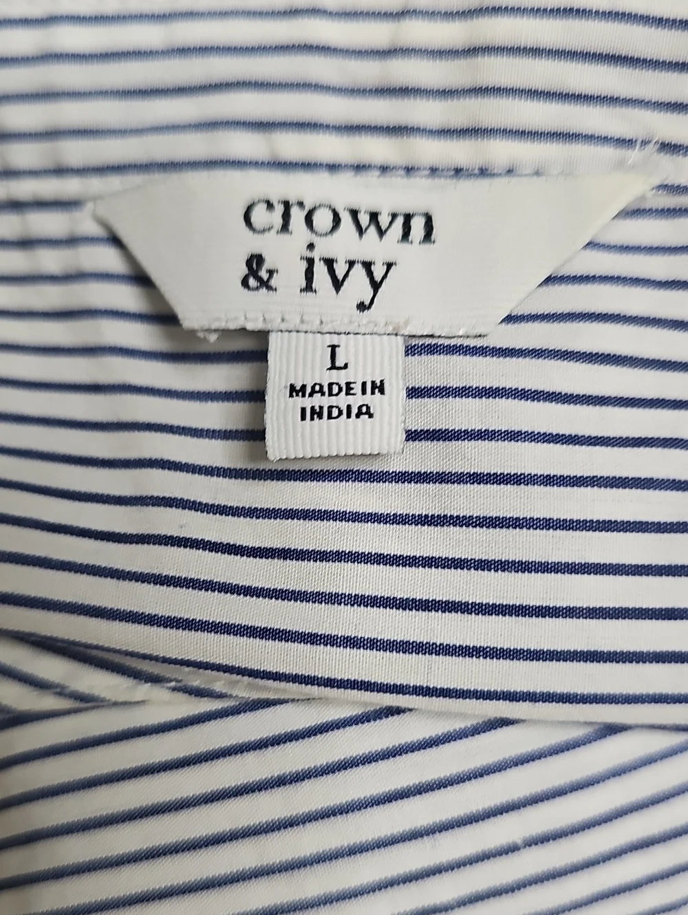 Crown & Ivy Navy 100% Cotton Blue /White Striped Bell Sleeve Tunic - Picture 8 of 9